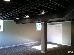 Painting an unfinished basement ceiling is a great way to make a short ceiling look higher! Temperance Home Basement Design Basement Ceiling Apartment Renovation