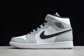 Nike Air Jordan 1 Mid Light Smoke Grey Black White 2020 Release Air Jordan 1 Mid Light Smoke Grey Men Sneaekers 554724 092 In 2020 Jordan Shoes Girls Jordan Shoes For Men Air Jordans Retro