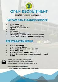Sertifikat posting lebih baru posting lama beranda. Recruitment Satpam Dan Cleaning Service Universitas Pgri Banyuwangi