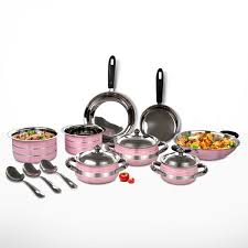 Shop for stainless steel kitchen utensil set at bed bath & beyond. Buy 14 Pcs Colored Stainless Steel Induction Friendly Cookware Set Online At Best Price In India On Naaptol Com