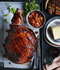 Peach And Bourbon Glazed Ham With Fresh Peach Relish Australian Gourmet Traveller Recipe Relish Recipes Christmas Ham Peach Relish