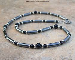 Black Bead Necklace Mens Gray Hematite And Black Onyx Mens Beaded Necklace Mens Etsy In 2020 Mens Beaded Bracelets Mens Beaded Necklaces Mens Jewelry