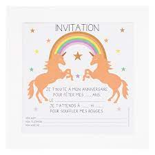 Des vaisselles jetables aux nouveautés sachets cadeaux invités, aux décorations anniversaire licorne pour votre salle en passant du premier anniversaire au 12 ans, le thème licorne fait l'unanimité. 8 Unicorn Invitations Invitations Licornes Carton Invitation Anniversaire Carte Invitation Anniversaire