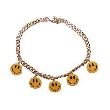 90s Smiley Face Chain Necklace Smiley Happy Face Charms Hip Etsy Hip Hop Jewelry Chain Necklace Necklace