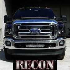 Recon Part 264272bk Smoked Projector Headlights W Led Halo Projector Headlights Led Halos Ford Super Duty