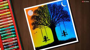 See more ideas about oil pastel drawings, oil pastel, pastel drawing. Day And Night Scenery Drawing For Beginners With Oil Pastels Step By Step Drawing For Beginners Crayon Drawings Oil Pastel Techniques