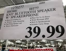 Maybe you would like to learn more about one of these? Ihome Acoustical Knit Bluetooth Speaker Ibt77 Costco Weekender
