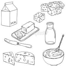 8 Sketch Drawing Of Dairy Products In Black And White Recipe Book Templates Free Vector Art Vector Art Illustration