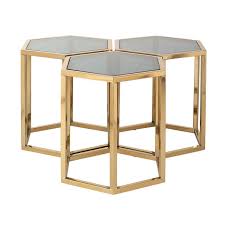 These exquisite tables can be purchase separately or together to suit our customers requirements. Penta Set Of 3 Hexagon Gold Coffee Table Home Story