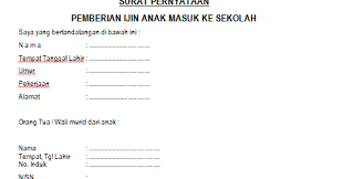 Jumpa lagi dengan kami disini. Rinto Kusmiran Surat Pernyataan Pemberian Ijin Anak Masuk Ke Sekolah