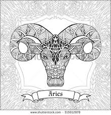 Skull coloring pages for adults (based on keywords). Coloring Page Zodiac Sign Aries In Zentangle Style Zodiac Signs Colors Cool Coloring Pages Planet Coloring Pages