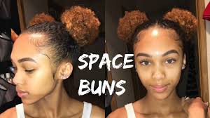 A thick braid from extensions that runs all the way along your hairline and wraps cozily at the nape of your neck is a neat and beautiful style you'll love to wear for a while. Easy Space Buns On Natural Hair Baby Hairs Youtube