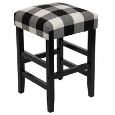 Buffalo Plaid Cushioned Wood Barstool Bar Stools Wood Bar Stools Furniture