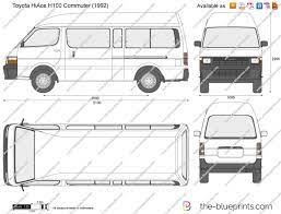 Change variant 2.7l panel van. Toyota Hiace H100 Commuter Vector Drawing