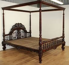 Burmese Teak Colonial Four Poster Bed Of Very Large Proportions The Bed Consists Of A Shaped Cornice Which Bedroom Furniture Design Wood Bed Design Bed Design