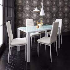 The set consists of 4 chairs and a table, the chairs are made from a metal frame and is covered with pvc for the seating and backrest. White Dining Table Sets You Ll Love Wayfair Co Uk