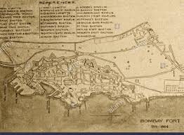 Old vintage map of the Bombay Fort
