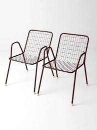 Mid Century Patio Chairs Metal Wire Chairs Set Of 2 Etsy Metal Patio Chairs Patio Chairs Outdoor Chairs