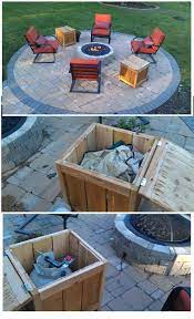 Diy Firepit Storage Tables One Holds The Propane Gas Tank For The Firepit The Other Holds The Outdoor Cov In Ground Fire Pit Propane Fire Pit Outdoor Fire Pit