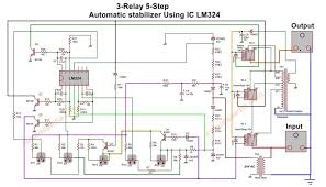 Relay Type Automatic Voltage Stabilizer Circuit Diagram 3 Relay Stabilizer Circuit Circuit Diagram Circuit Projects Diagram