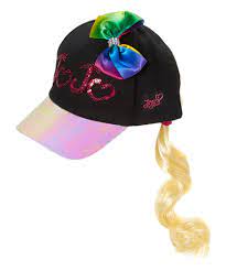 Jojo Siwa Girls Rainbow Bow Sequin Blond Long Braid Black Baseball Hat One Size Jojosiwa Baseballcap Jojo Siwa Bows Jojo Bows Jojo Siwa Stuff