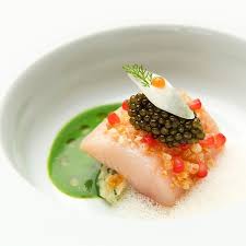 Regional Trout From Smoke Brandade Spring Leek Almond Raspberry Kalamansi Imperial Caviar Forelle Luneburger He Food Food Presentation Food Plating
