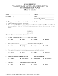 Sjk (c) pei hwa taman perling jalan persisiran 1, taman perling, 81200 johor bahru. Fillable Online Sjkc Pei Hwa Year 6 English Language Assessment 2 Fax Email Print Pdffiller