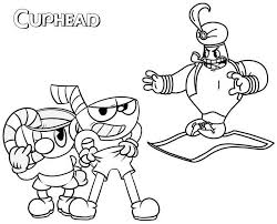 Cups Mugman And Djimmi The Great Cuphead Coloring Page Coloring Pages Coloring Books Coloring Pages To Print