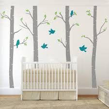 Birch Tree Wall Decal Nursery Nursery Birch Trees With Birds Wall Stickers Nursery Wall Decals Birch Tree Wall Decal Bird Wall Decals