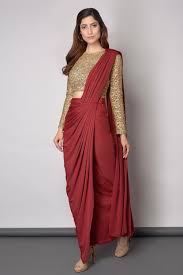 Gold And Maroon Saree Elegant Saree Modern Saree Indian Sari Dress