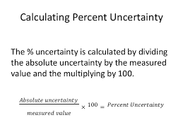 Percent uncertainty is a measure of the uncertainty of a measurement compared to the size of the measurement, expressed as a percentage. Errors And Uncertainties In Physics