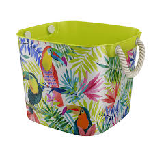 Forget about rusty metal handles! Mainstays 40 Liter Flexible Tub With Rope Handles Toucan Print Walmart Com Walmart Com