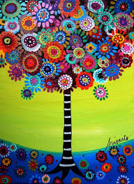 Tree Of Life Whimsical Tree Painting Poster Zazzle Com Mexican Folk Art Art Mexican Art