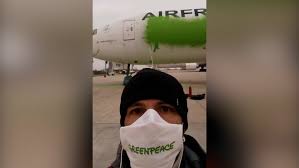 It left the factory in everett in the spring. Greenpeace Activists Break Onto Runway And Spray Paint Plane Green The Independent