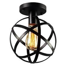 Industrial Metal Cage Ceiling Light E26 Rustic Semi Flush Mounted Pendant Lighting Open Cage Shaped Lamp Fixture Farmhouse Style For Foyer Kitchen Garage Bulb Is Not Included Walmart Com Walmart Com