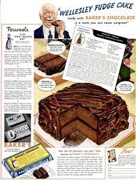 Baker S Chocolate Wellesley Fudge Cake Recipe 1941 Recipe Wellesley Fudge Cake Recipe Vintage Recipes Bakers Chocolate