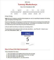 Numerology Chart Template 8 Numerology Chart Templates For