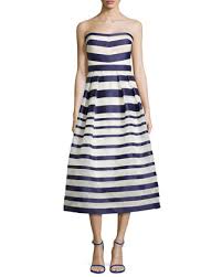 Kay Unger New York Strapless Tea Length Cocktail Dress Tea Length Cocktail Dresses Navy Cocktail Dress Designer Evening Dresses