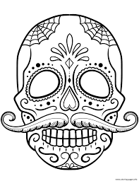 Coloring pages for adults coloring pages, adults coloring pages free coloring pages coloring book, face, monochrome png. Sugar Skull With Mustache Calavera Coloring Pages Printable