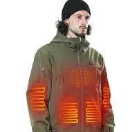 Men's Soft Shell Heated Jacket With 12V Battery Pack - Olive Green