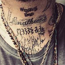 Brandon cole bam margera is an american skateboarder, stunt performer, television personality, and filmmaker. Bam Margera S Lettering Tattoos On The Neck
