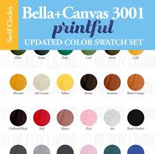 Printful Color Guide Bella Canvas 3001 Color Chart Mockup Printful 3001 T Shirt Color Guide Color Showcase For Bella Canvas Colors