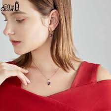 Effie Queen 925 Sterling Silver Heart Zirconia Pendant Necklace Colorful  Birthstone Jewelry for Women Girl Friend Gift SN297