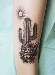 Traditional cactus and a skull tattoo on the left outer ankle. 100 Cactus Tattoo Ideas Cactus Tattoo Tattoos Cactus