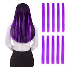 Missmudman, hair, extension, extensions, ombre, dip dye, dip dyed. Amazon Com Colored Clip In Hair Extensions 22 10pcs Straight Fashion Hairpieces For Party Highlights Purple Beauty