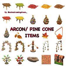 All Arcon Y Pine Cone Items With All Variations Of Colour This Coleccion Is Available On Autumn Animal Crossing Animal Crossing Wild World Animal Crossing Qr