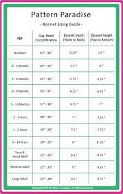 Crochet Bonnet Sizing Chart Pattern Paradise Crochet Hat Sizing Crochet Baby Bonnet Crochet Bonnet Size Chart