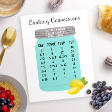 Free Printable Kitchen Cooking Conversions Chart Handy Reference