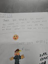 A little girl brought me a picture she drew to thank me for helping to pay  for her order. (I work as a cashier at a dollar general, and they were short