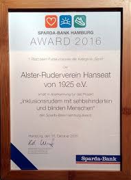 Profitieren sie von unserem günstigen girokonto und angeboten zur baufinanzierung. Sparda Bank Hamburg Award 2016 An Den Arv Hanseat Uberreicht Alster Ruderverein Hanseat